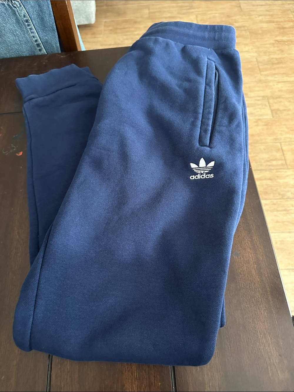 adidas Navy Blue Trefoil Fleece Joggers for Kids